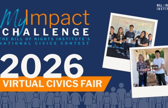 Logo for MyImpact Challenge, showcasing a virtual civics fair event for the Bill of Rights Institute in 2026.