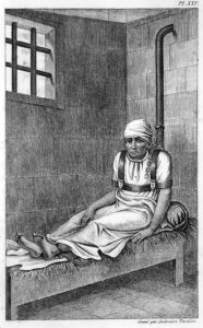 William Norris, shackled on his bed at Bedlam