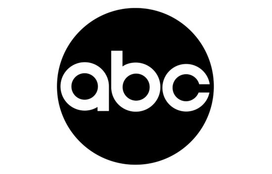 Logo of ABC network in white letters on a black background.