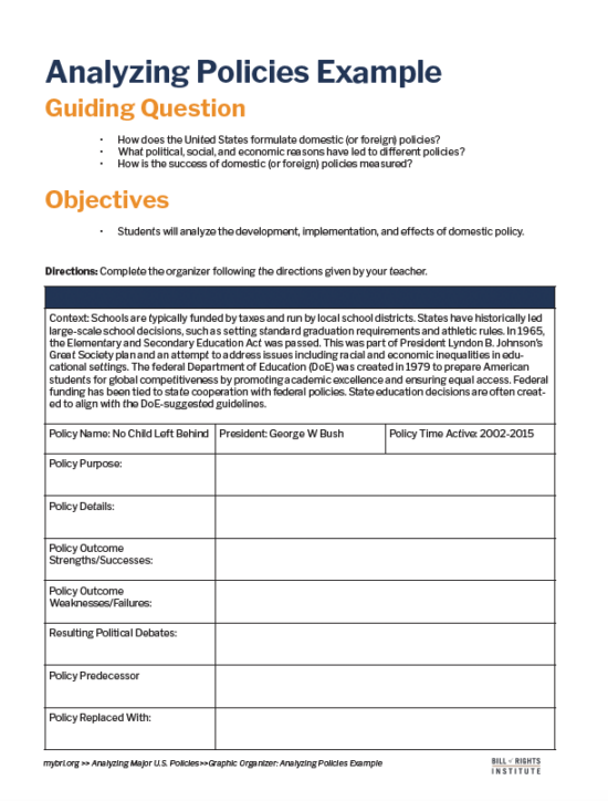 Graphic Organizer: Analyzing Policies Example | National Leader in ...