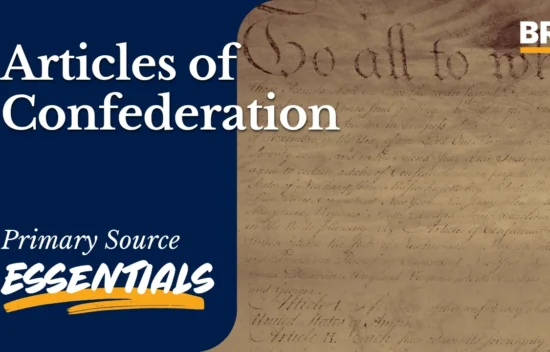 Image of the Articles of Confederation document with the title "Articles of Confederation" prominently displayed.
