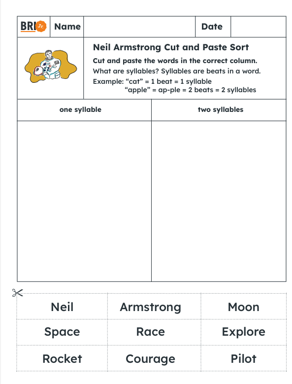 BRI Jr. K-3 social studies cut and paste activity