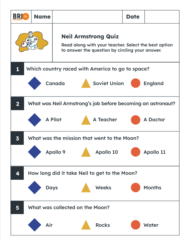 BRI Jr. K-1 social studies group assessment