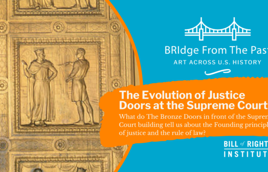 Image of the Bronze Doors at the Supreme Court, depicting scenes related to justice and the rule of law.