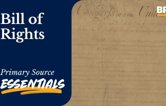 Document titled "Bill of Rights" from the United States, highlighting the first ten amendments.