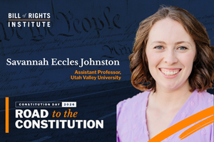 A portrait of Savannah Eccles Johnston, Assistant Professor at Utah Valley University, for Constitution Day 2026 event.