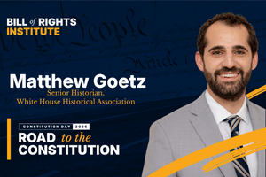 Portrait of Matthew Goetz, Senior Historian at the White House Historical Association, promoting Constitution Day 2024.