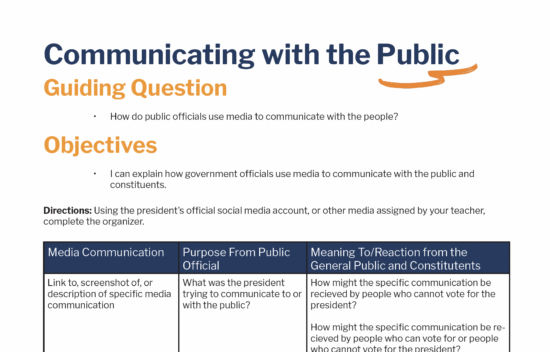A document outlining objectives for public officials' communication with constituents using media.