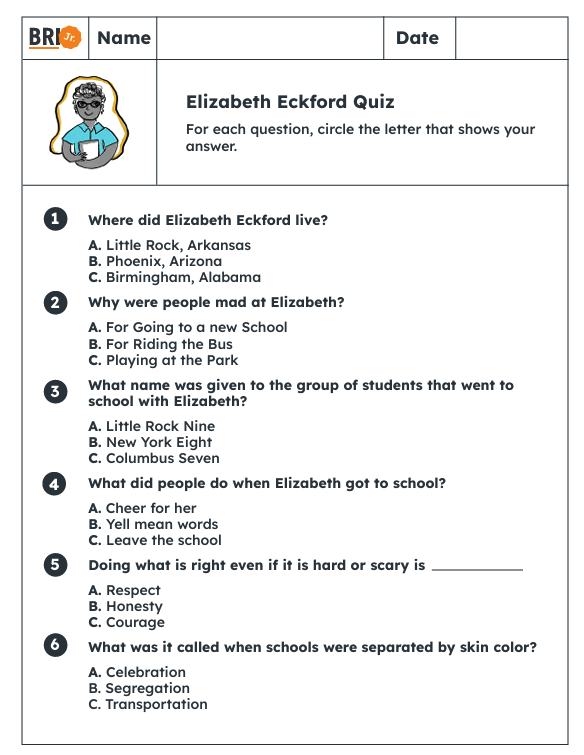 BRI Jr. 2-3 social studies group assessment