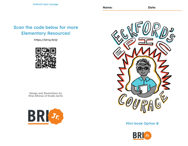 BRI Jr. 2-3 social studies Elizabeth Eckford printable mini book
