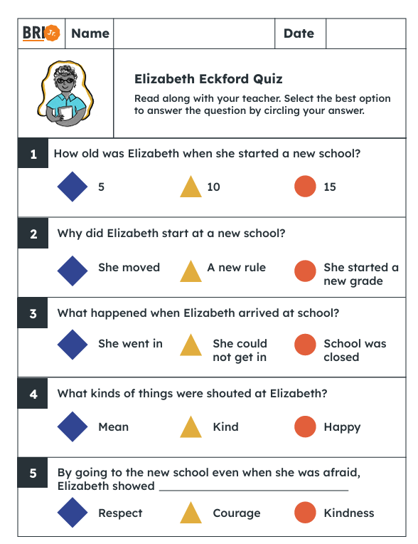 BRI Jr. K-1 social studies group assessment