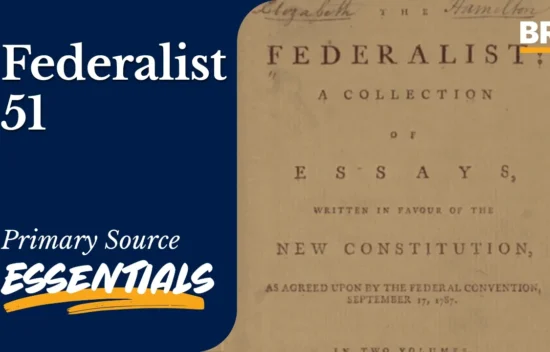 Cover of "Federalist 51," a collection of essays on the new constitution, with a decorative border and title text.