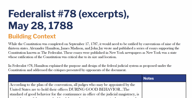 Federalist 78 Excerpts | Bill of Rights Institute