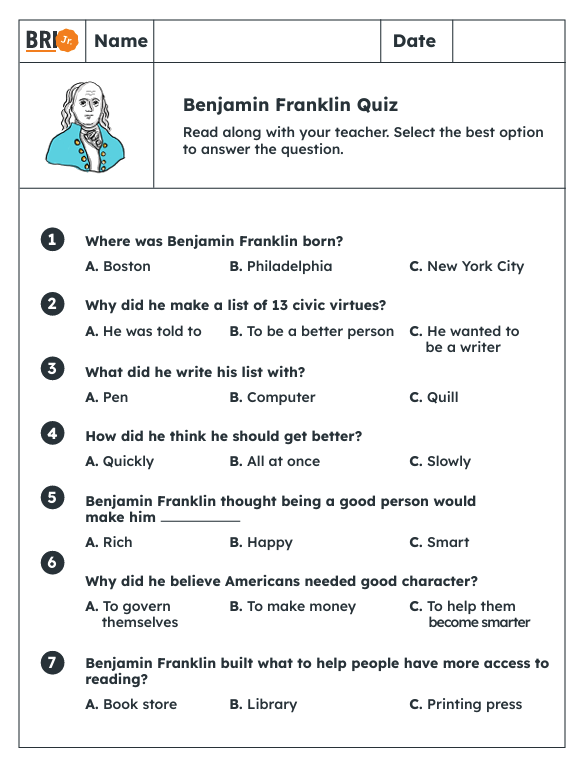 BRI Jr. 2-3 social studies assessment
