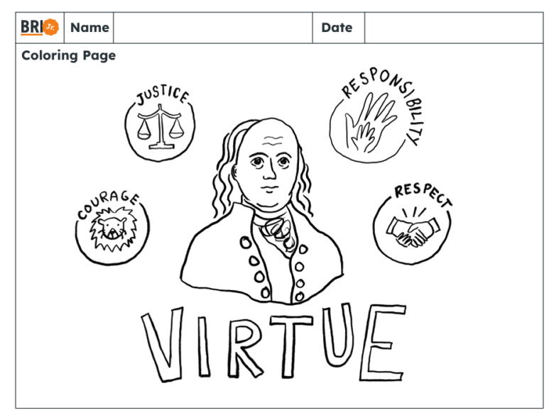 BRI Jr. Benjamin Franklin K-3 coloring sheet