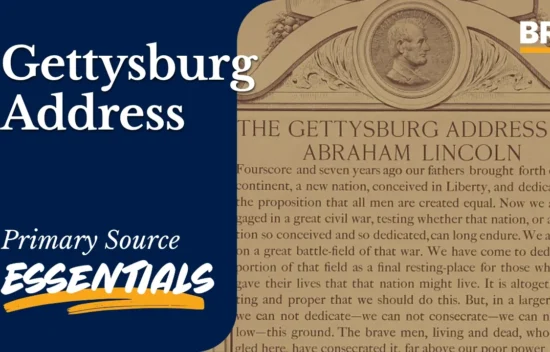 The Gettysburg Address text displayed on a historical plaque with decorative elements.