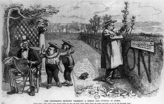 Grover Cleveland Texas Seed Bill Veto Political Cartoon The Difference Between Trimming a Hedge and Cutting It Down