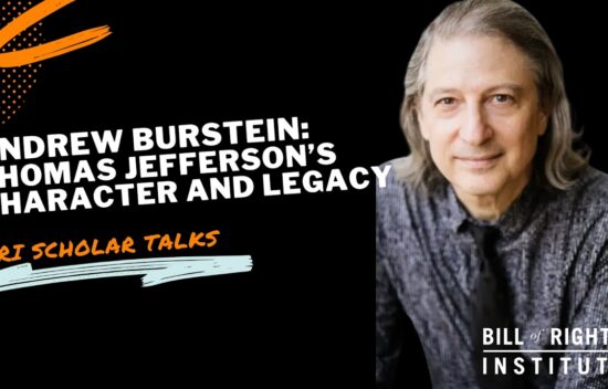Andrew Burstein speaking on Thomas Jefferson's character and legacy at the Bill of Rights Institute's Scholar Talks.