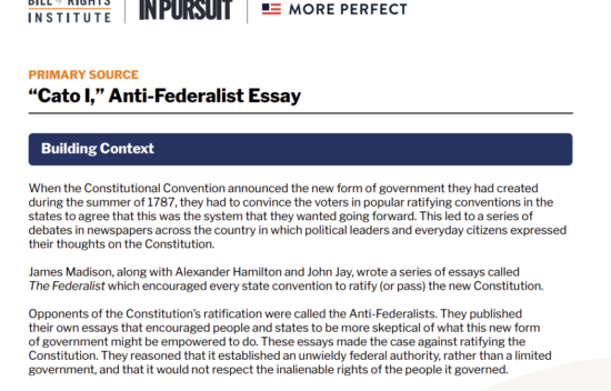 Document discussing the Anti-Federalist perspective on the U.S. Constitution and the debate among founding figures.
