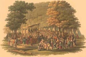 Painting of Methodist camp meeting