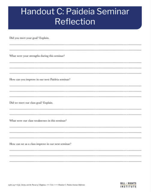 Paideia Seminar Reflection | Bill of Rights Institute