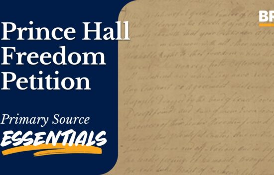 A historical document titled "Prince Hall Freedom Petition," featuring handwritten text on aged paper.