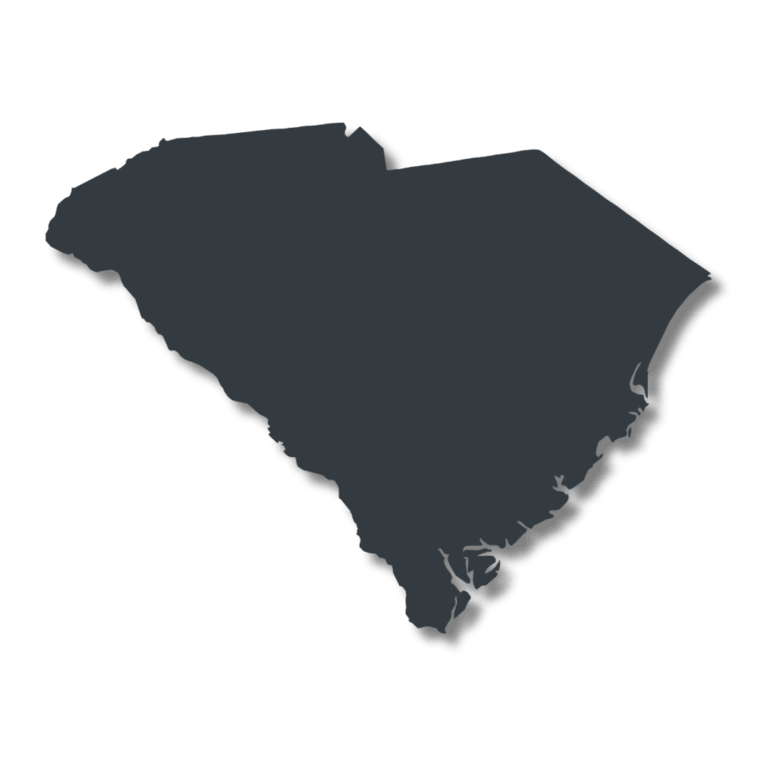 Outline of the state of South Carolina in dark color on a transparent background.