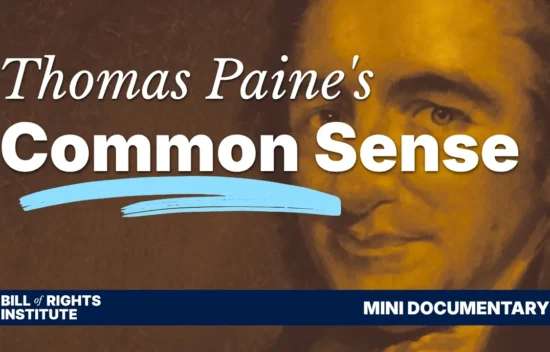Title card for a mini documentary on Thomas Paine's "Common Sense," featuring a stylized image of Paine.