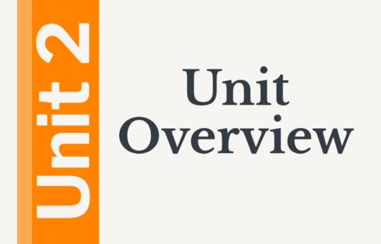 Slide titled "Unit Overview" with orange and gray text; includes the text "Unit 2" on the left side.
