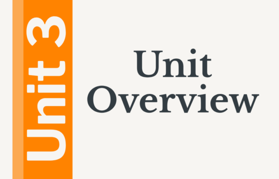 Slide title: Unit 3 - Unit Overview, with an orange sidebar and page number in the bottom right corner.