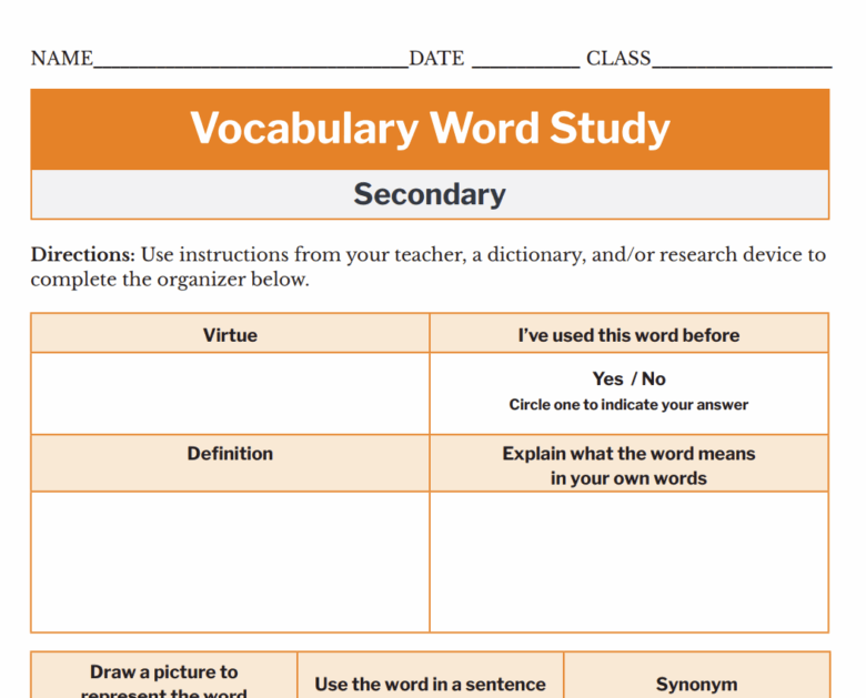 Middle School Social Studies Vocabulary Word Study