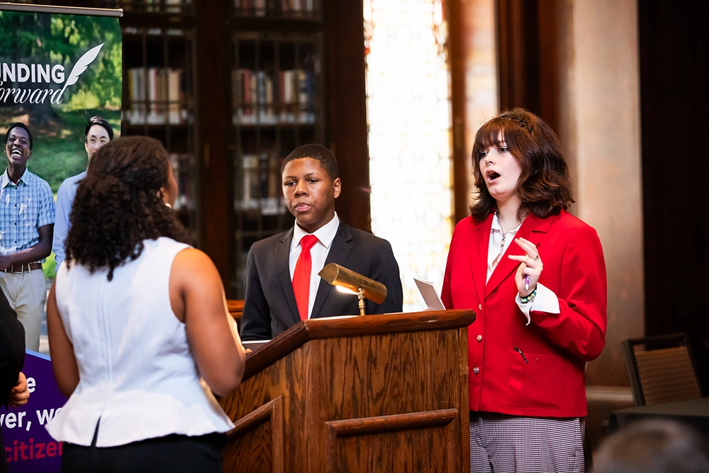 Students participating in a civil dialogue program