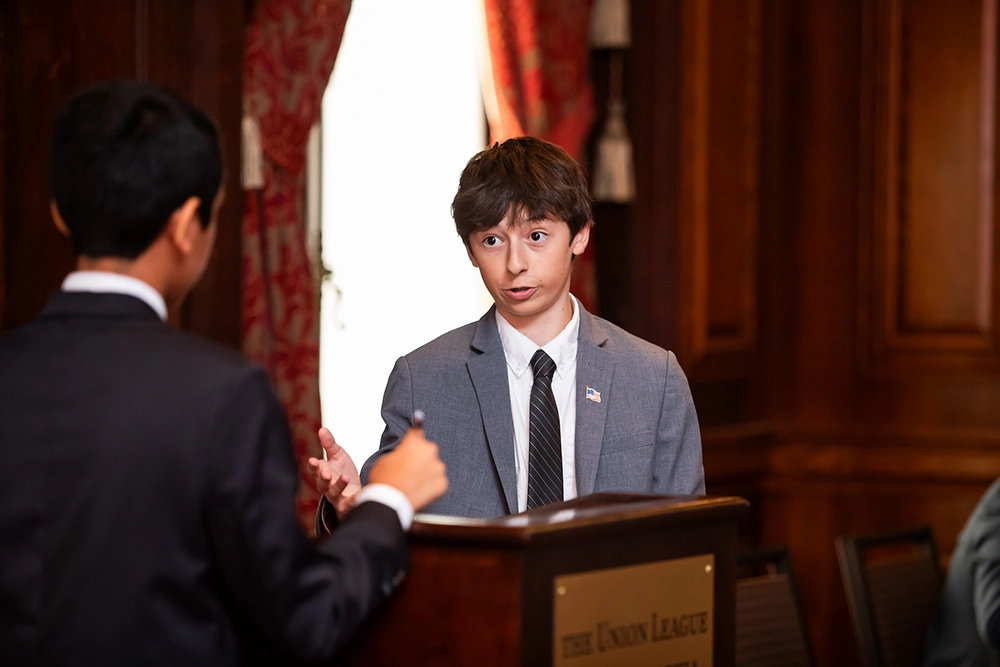 Student participating in a civic education program